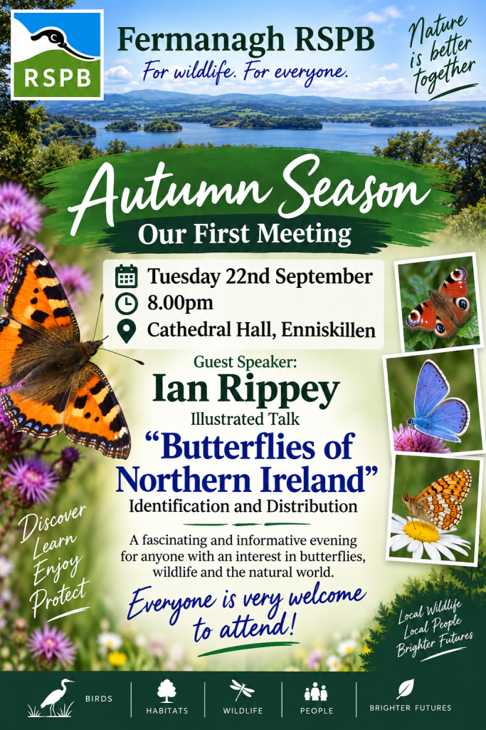 Fermanagh RSPB Autumn Season.Our first meeting. Guest speaker Ian Rippey,about butterflies of Northern ireland. 