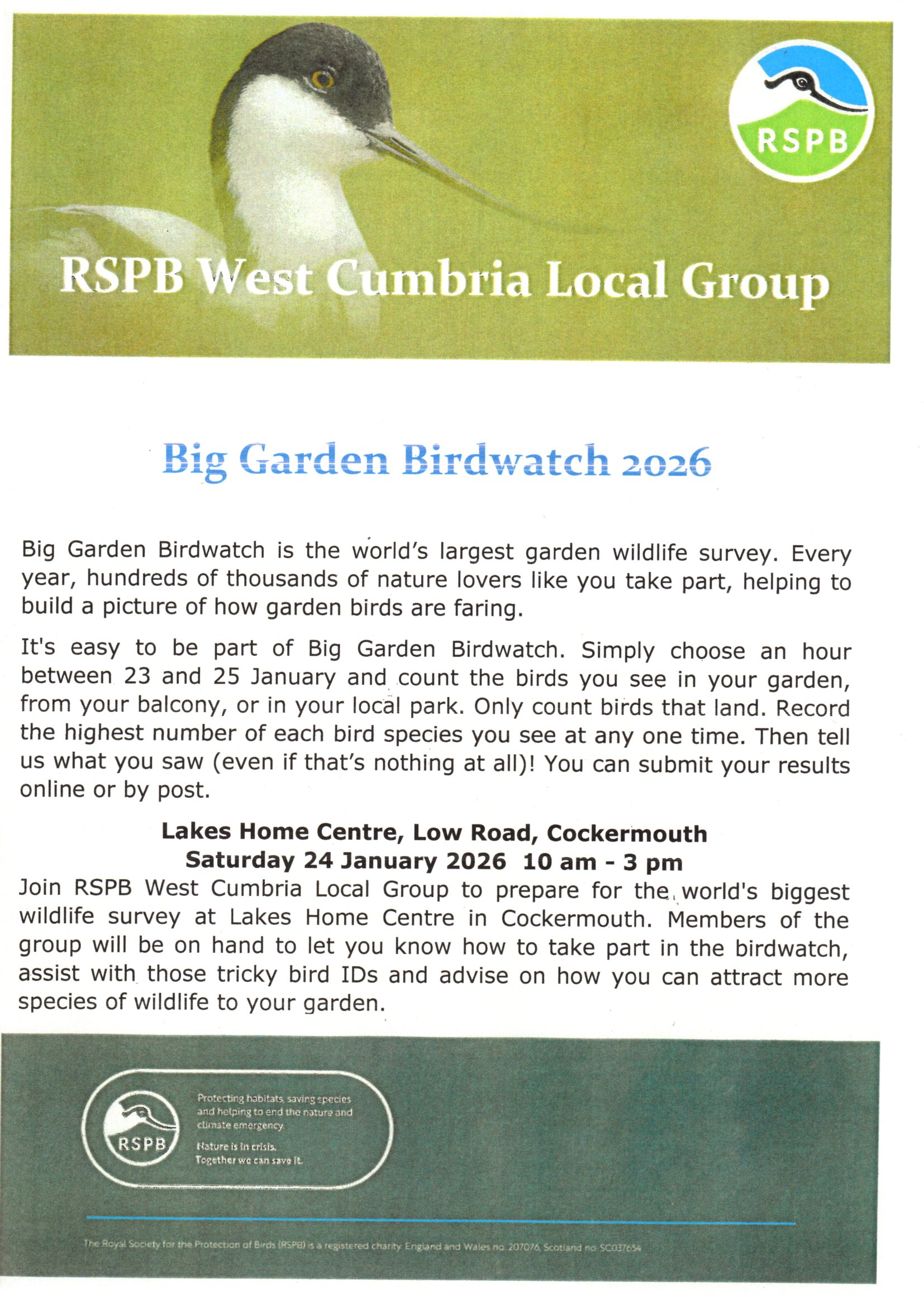 Big Garden Birdwatch 2026 - West Cumbria Local Group